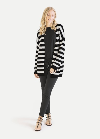 Regular Fit Strick Cardigan black-white