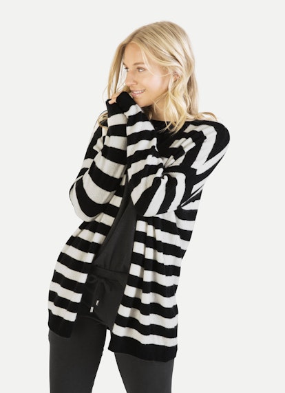 Regular Fit Strick Cardigan black-white