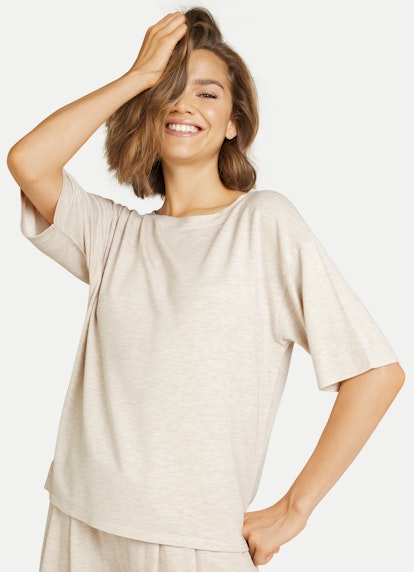 Coupe oversize Vêtements de nuit T-shirt en jersey de modal beige melange