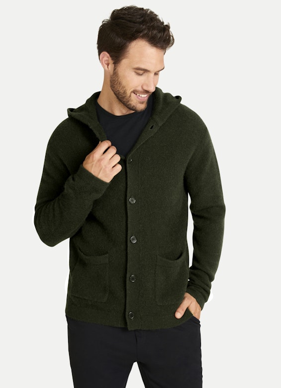 Casual Fit Strick Cashmere - Cardigan deep forest