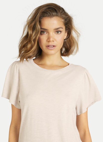 Regular Fit T-shirts T-Shirt with Gathered Sleeves light walnut
