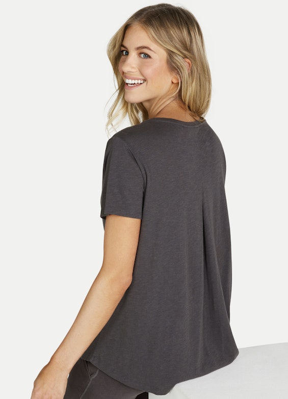 Loose Fit T-shirts T-Shirt with Inverted Pleat charcoal