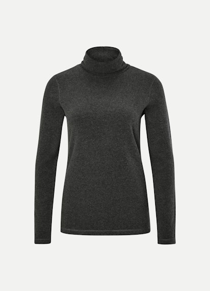 Regular Fit Nightwear Modal Rollkragen - Longsleeve charcoal melange