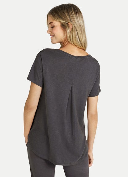 Loose Fit T-shirts T-Shirt with Inverted Pleat charcoal