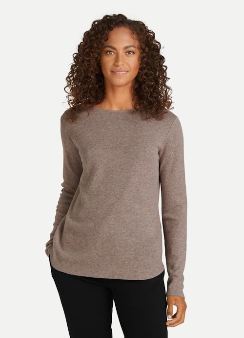 Coupe Slim Fit Sweat-shirts Pull-over en cachemire mélangé taupe mel.