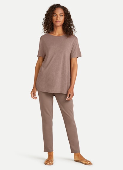 Loose Fit T-Shirts T-Shirt mit Kellerfalte taupe