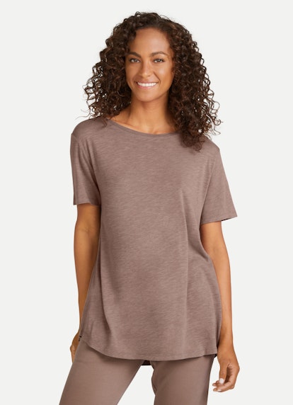 Loose Fit T-Shirts T-Shirt mit Kellerfalte taupe