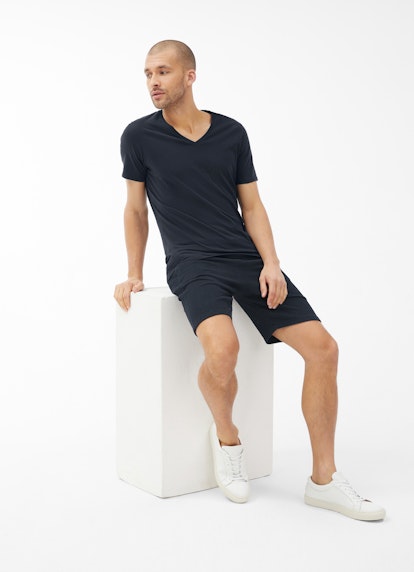 Slim Fit Bermudas Jersey Bouclé - Bermudas navy