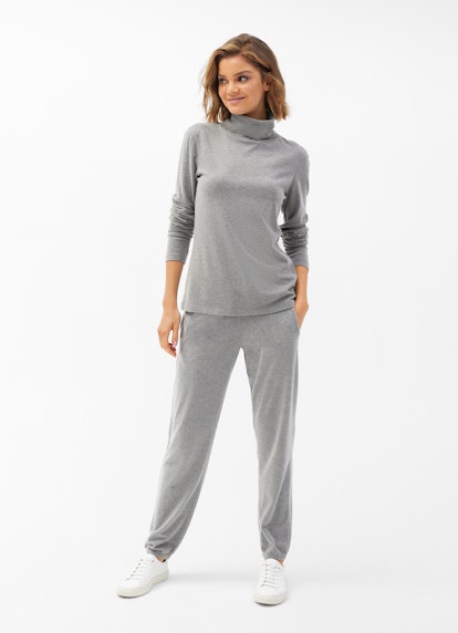Regular Fit Nightwear Modal Rollkragen - Longsleeve ash grey mel.