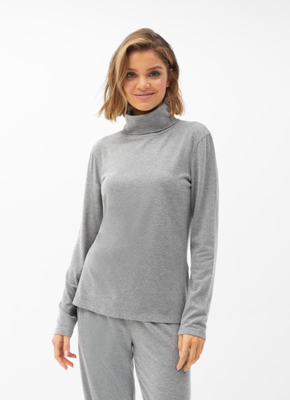 Regular Fit Nightwear Modal Rollkragen - Longsleeve ash grey mel.
