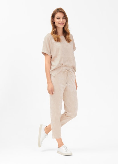 Casual Fit Hosen Faux Velours - Hose light walnut