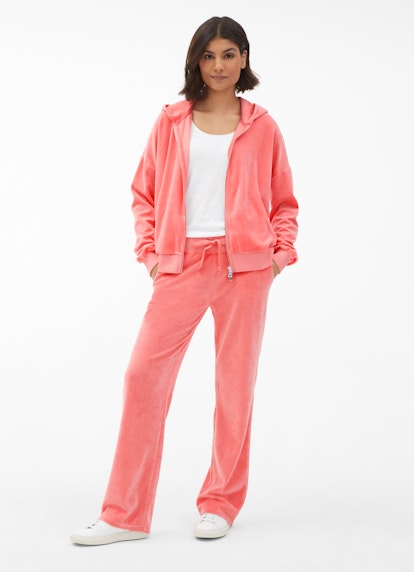 Casual Fit Sweatshirts Velvet Hoodie - Jacket pink coral