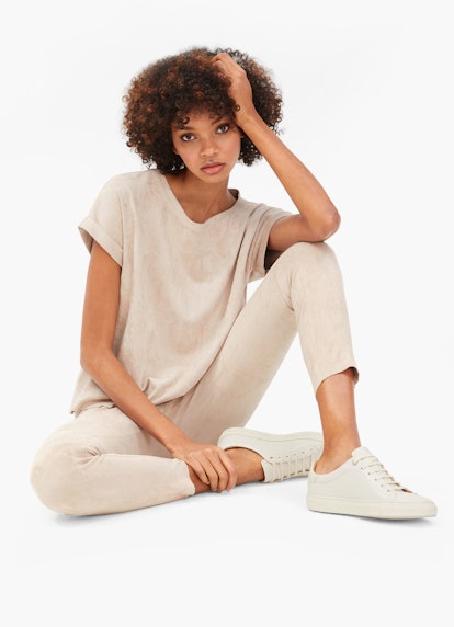 Slim Fit Pants Tech Velours - Leggings light walnut