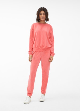 Casual Fit Pants Velvet - Sweatpants pink coral