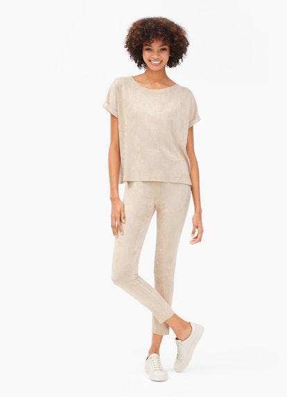 Slim Fit Pants Tech Velours - Leggings light walnut