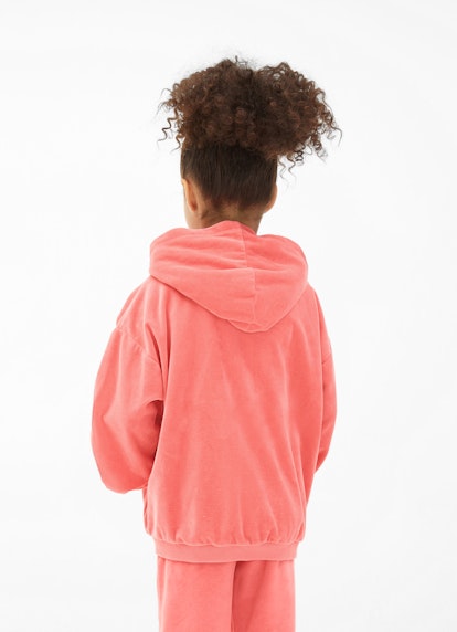 Regular Fit Sweatshirts Velvet Hoodie - Jacket pink coral