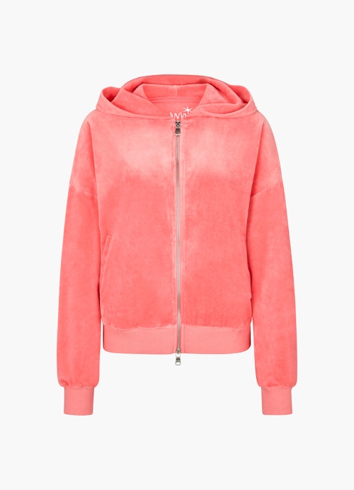 Casual Fit Sweatshirts Velvet Hoodie - Jacket pink coral