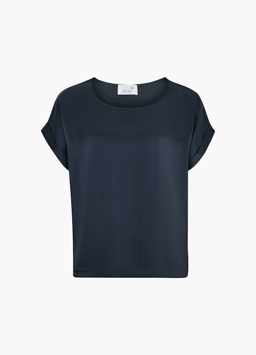 Boxy Fit Blouses Silk Satin - Shirt navy