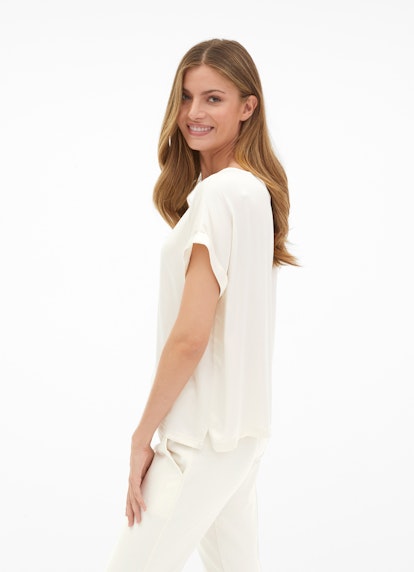 Boxy Fit Blouses Silk Satin - Shirt eggshell