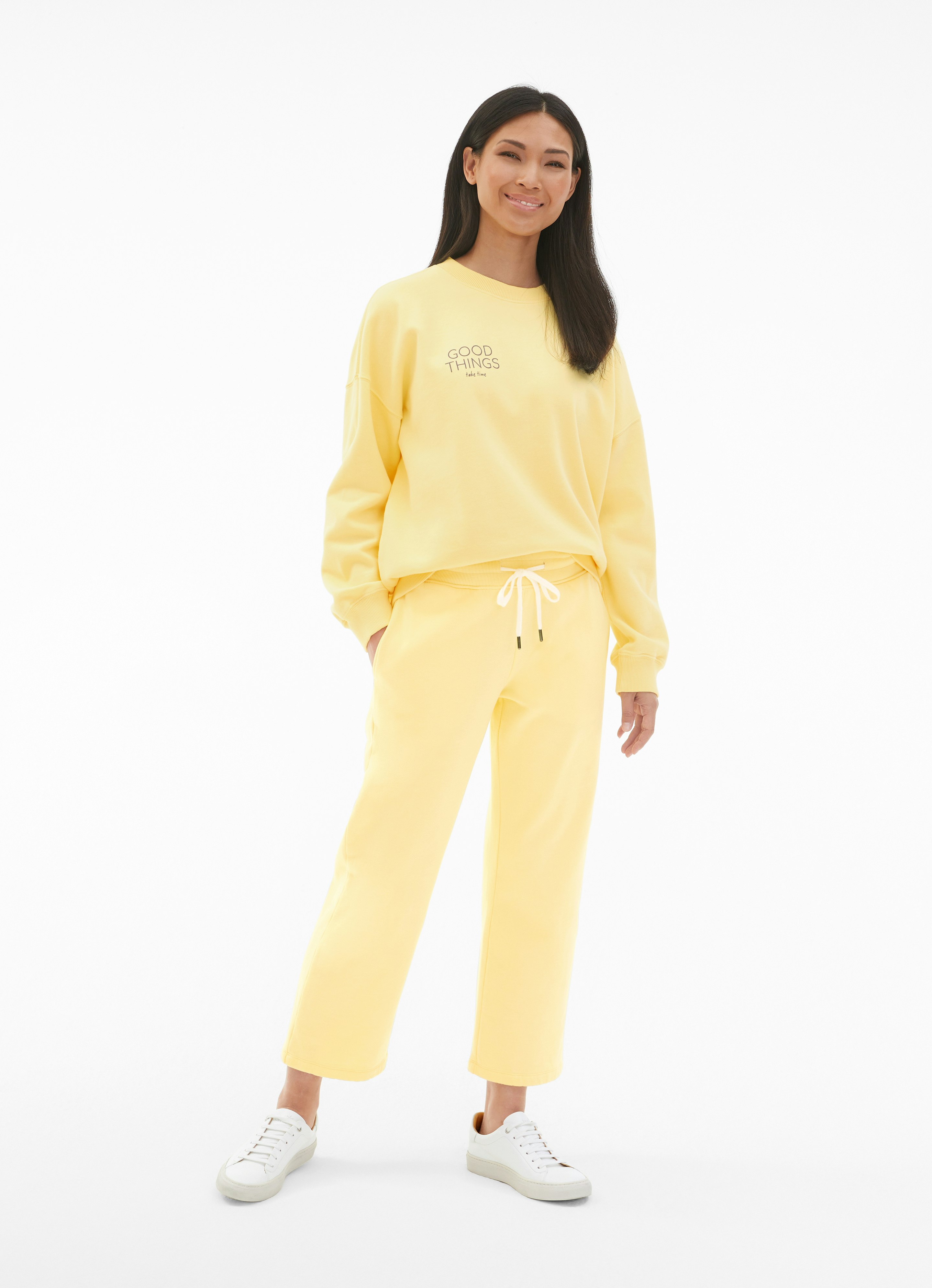 Yellow sweatpants cheap and sweatshirt