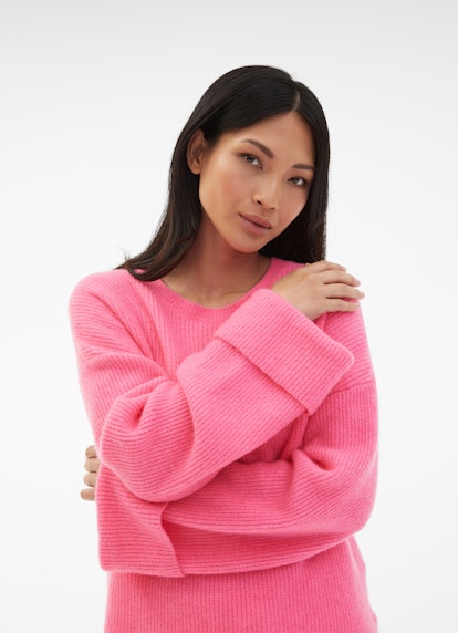 Oversized Fit Strick Pullover hot pink