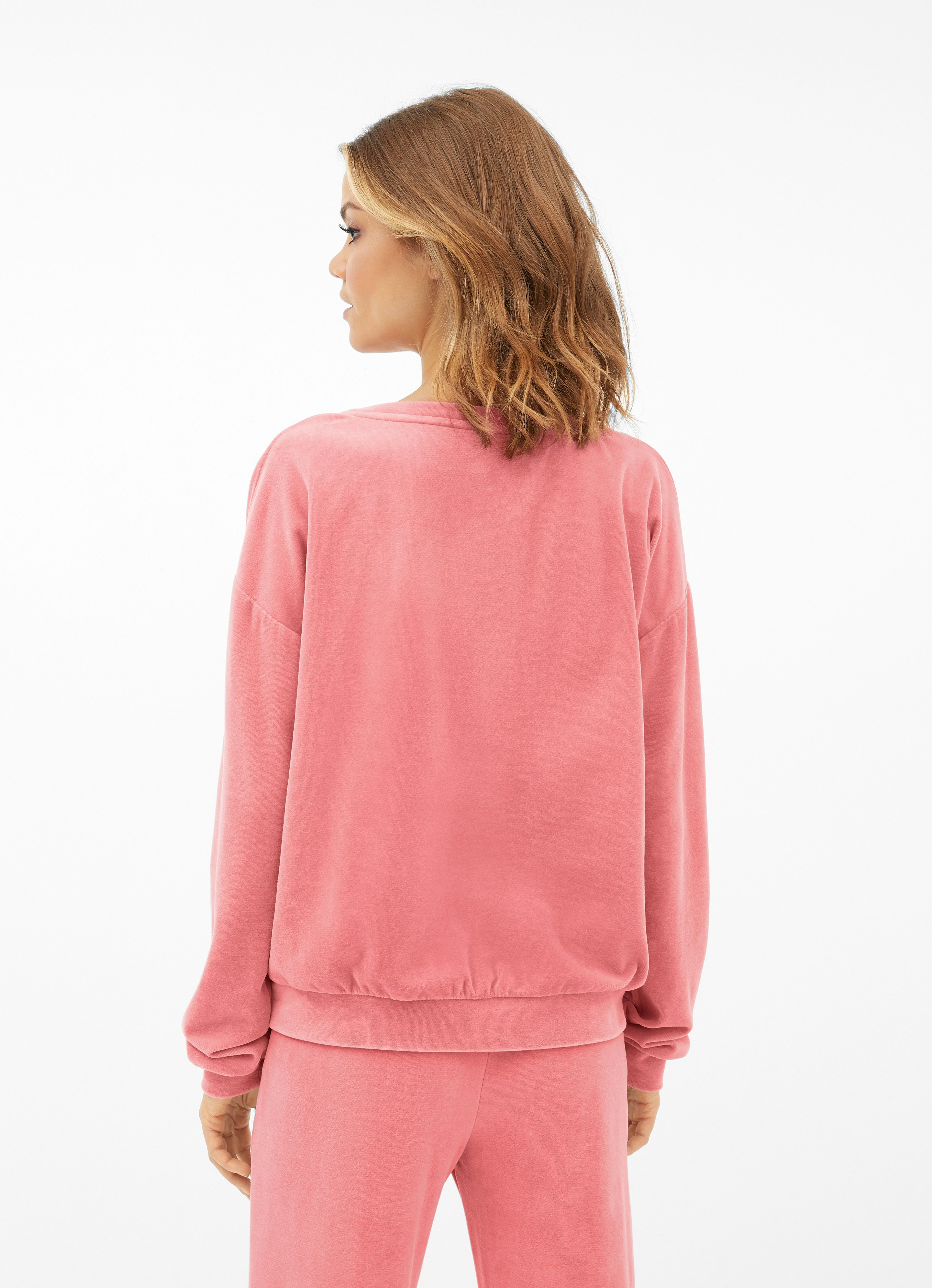 Pink velvet sweater best sale