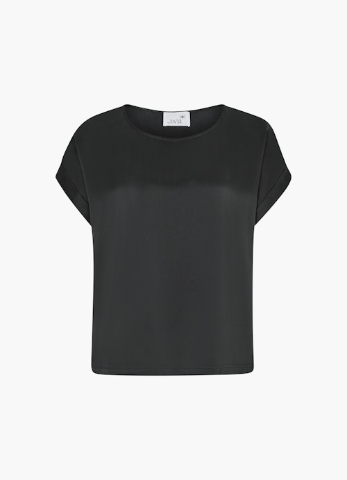 Boxy Fit Blouses Silk Satin - Shirt black