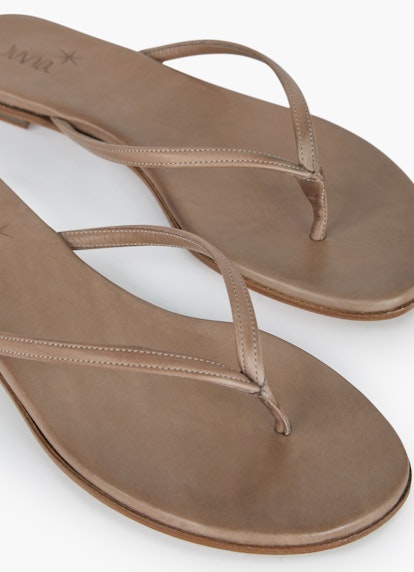 Regular Fit Shoes Leather - Flip-Flops beige