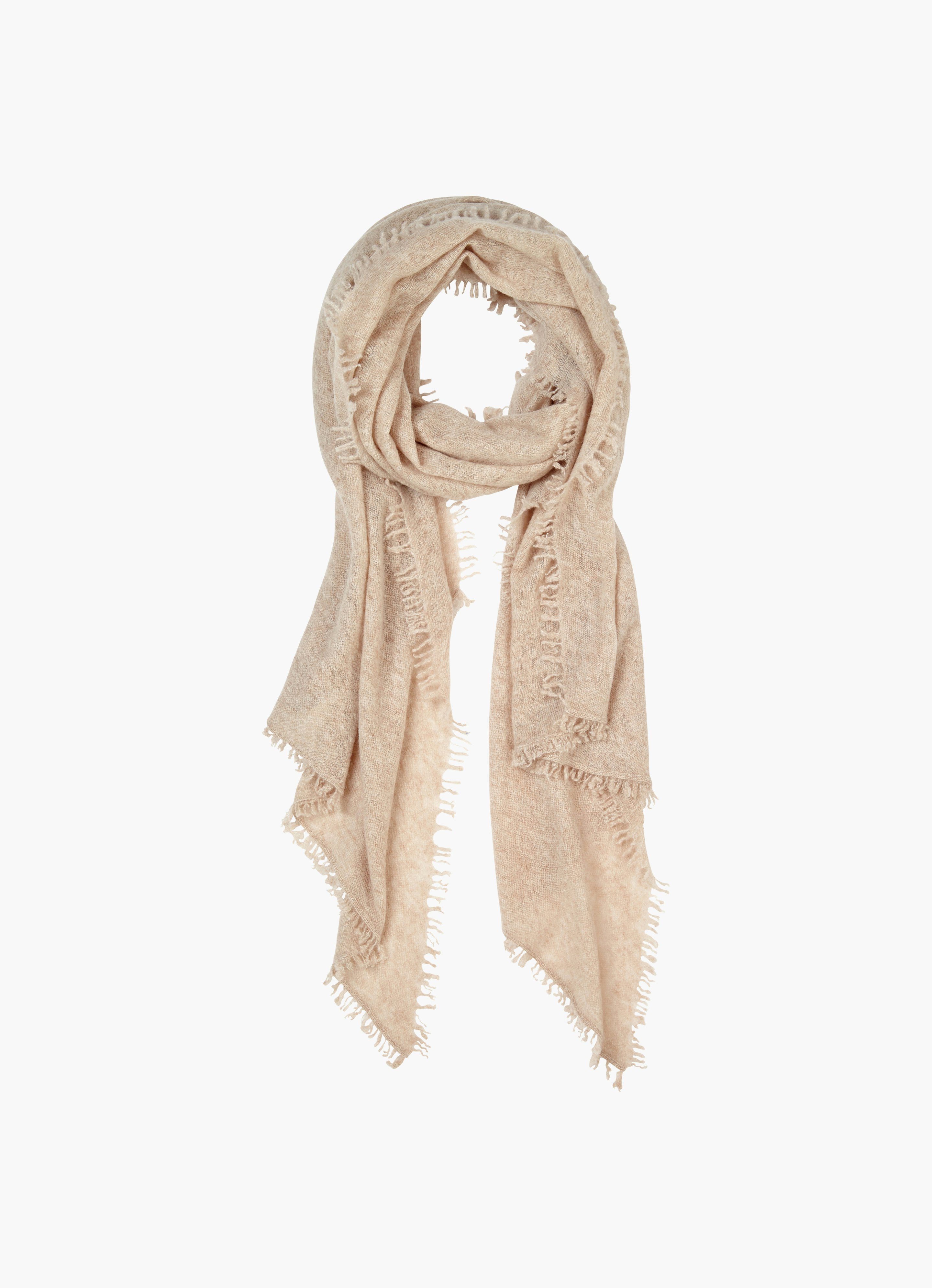 Beige Pure Cashmere Scarf Alma | Buy Knitwear online at JUVIA