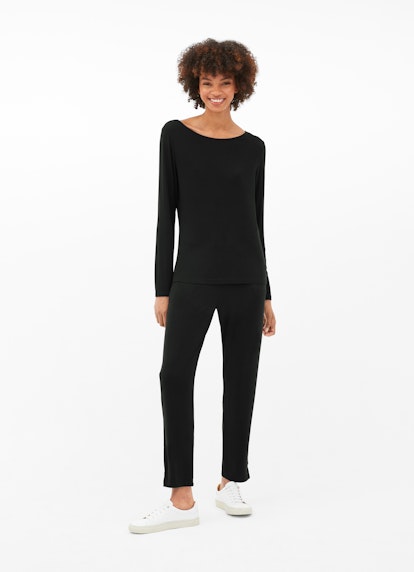 Slim Fit Long sleeve tops Rayon - Longsleeve black