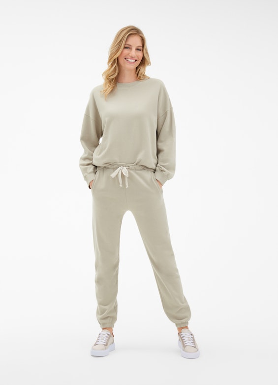 Basic Fit Sweatshirts Sweater with Puffy Sleeves olive grey