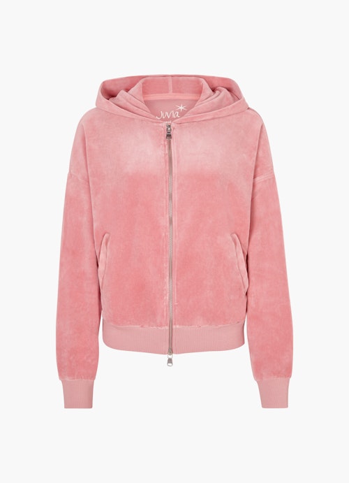 Casual Fit Jackets Velvet Hoodie - Jacket strawberry pink