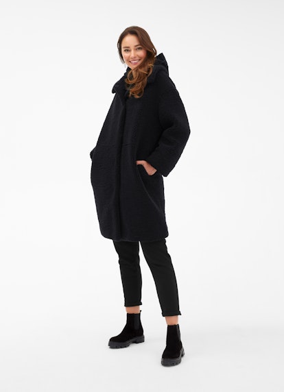 Loose Fit Coats Teddy Fur - Coat black