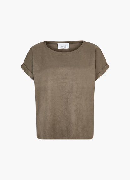 Boxy Fit T-shirts Tech Velours - T-Shirt dark olive
