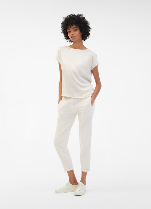 Loose Fit T-shirts Silk Satin - Shirt eggshell