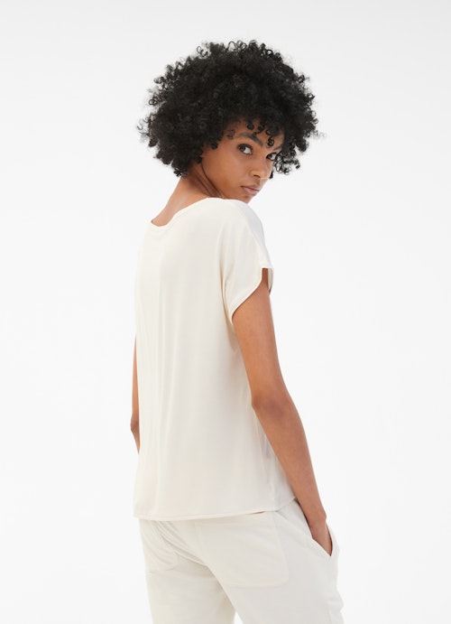 Loose Fit T-shirts Silk Satin - Shirt eggshell