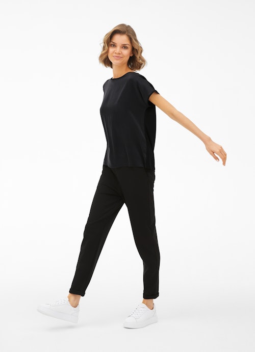 Loose Fit T-shirts Silk Satin - Shirt black