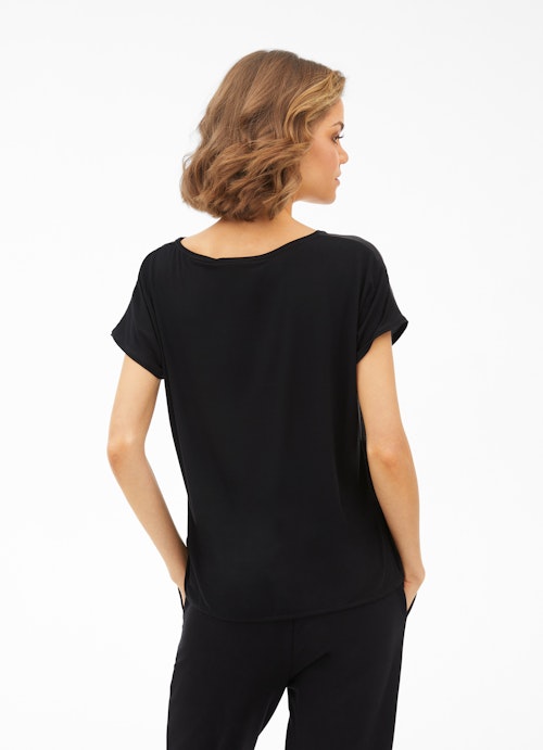 Loose Fit T-shirts Silk Satin - Shirt black