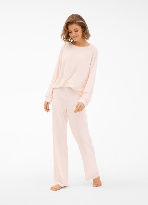 Wide Leg Fit Pants Nightwear - Terrycloth Trousers cold blush