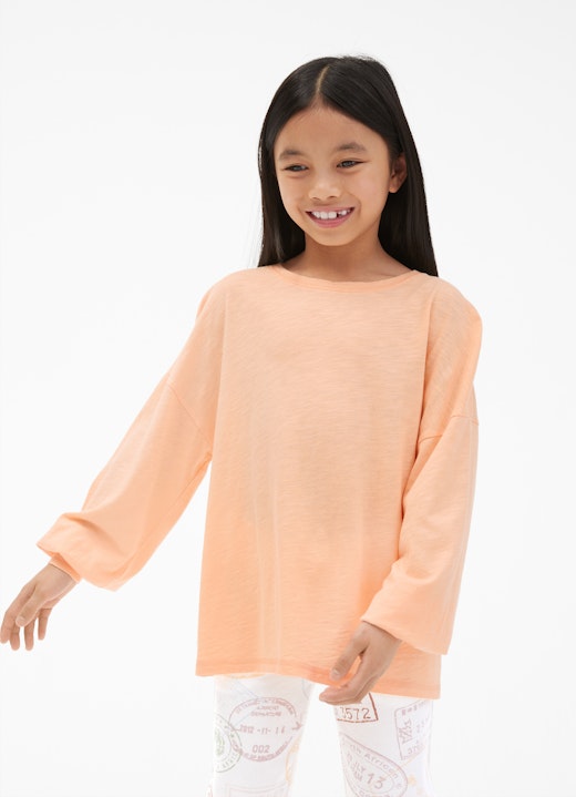 Regular Fit Long sleeve tops Longsleeve with Puffy Sleeves peach