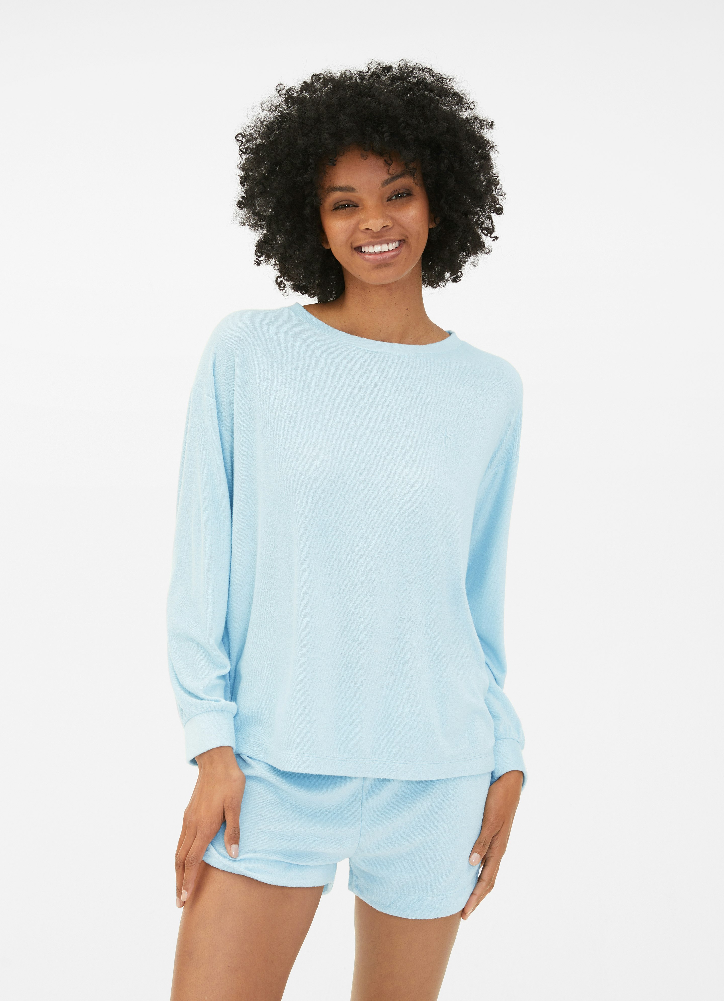 Nightwear - Frottee Sweater in Blau | Sweatshirts online kaufen bei JUVIA