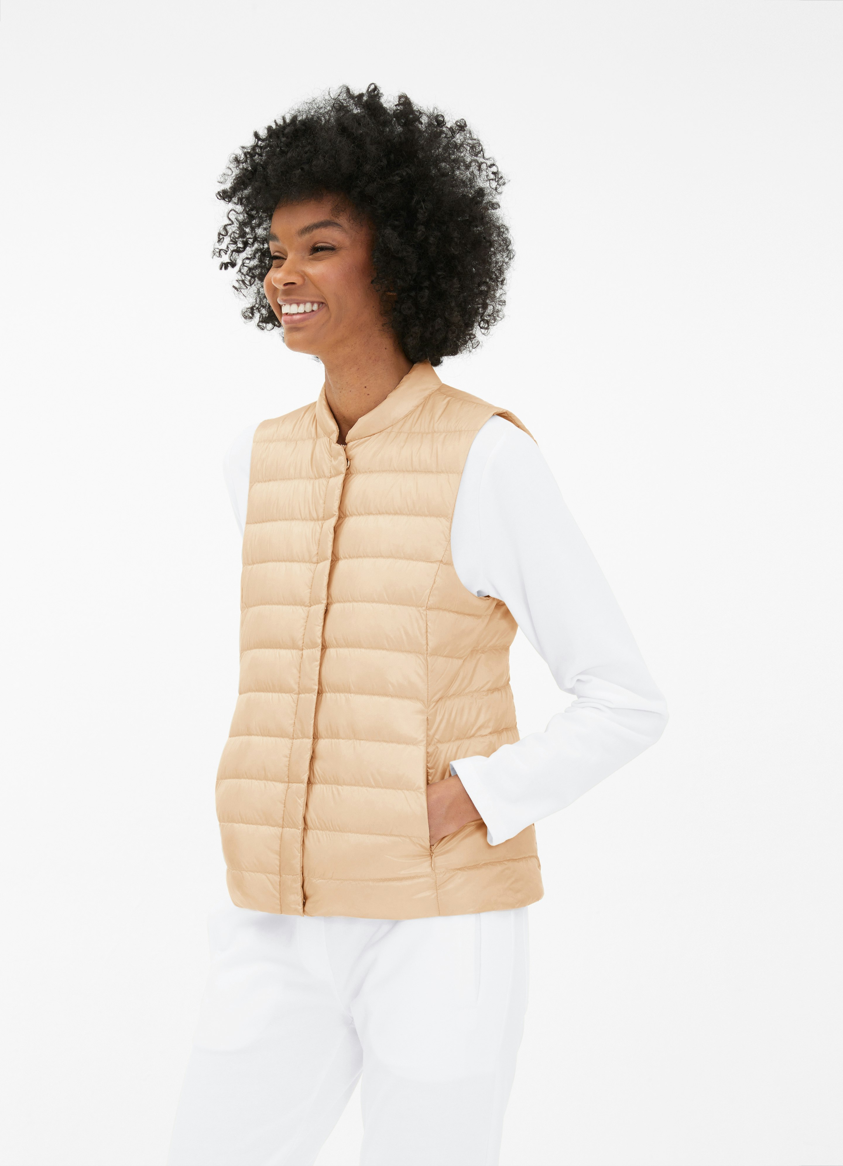 Doudoune sans manches Julie Beige Acheter Gilets en ligne chez JUVIA