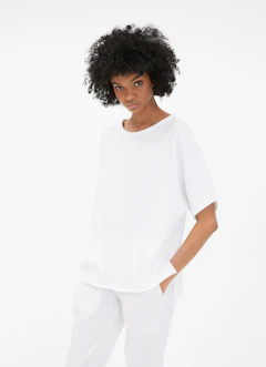 Coupe Loose Fit Pulls Cape de transpiration surdimensionnée white