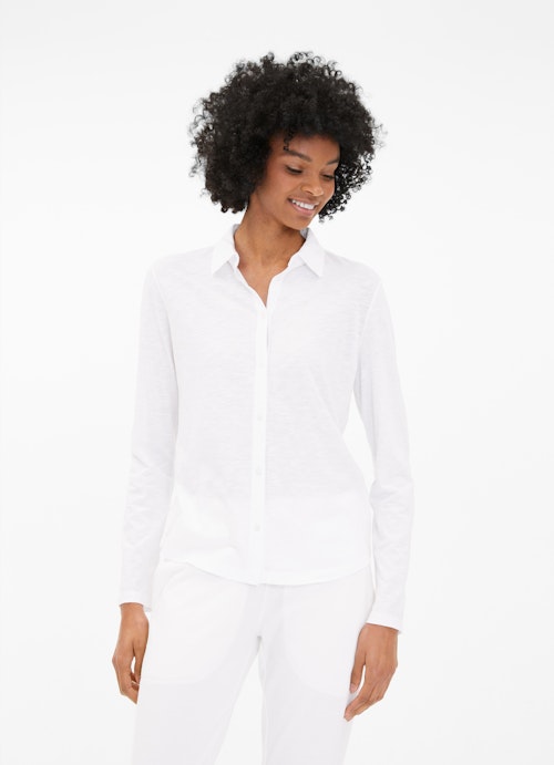 Regular Fit Longsleeves Jersey Bluse white