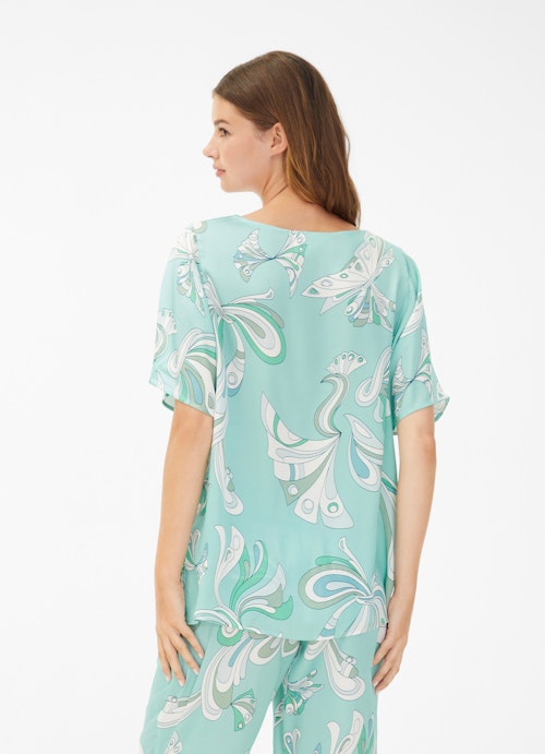 Loose Fit T-shirts Silk Satin - Shirt aqua