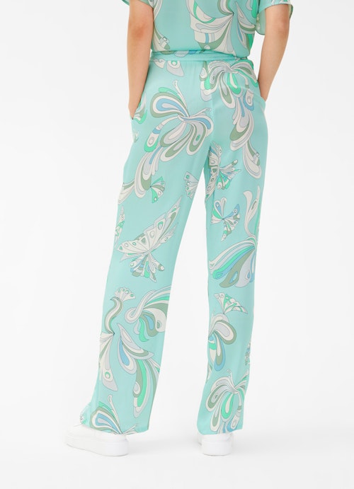 Wide Leg Pants Silk Satin - Trousers aqua