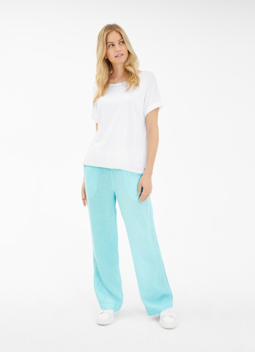 Wide Leg Pants Linen - Trousers aqua