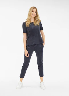 Casual Fit Pants Tech Velours - Trousers navy