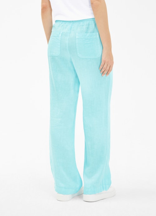Wide Leg Pants Linen - Trousers aqua