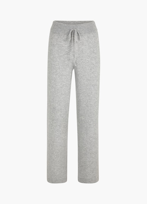 Wide Leg Fit Pants Cashmere Blend - Knit Pants l.grey mel.